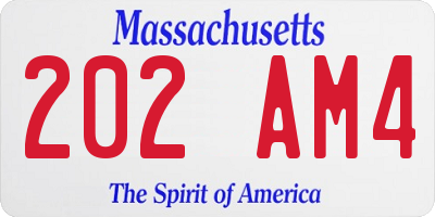 MA license plate 202AM4