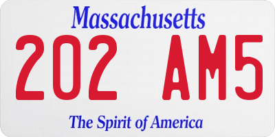 MA license plate 202AM5