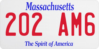 MA license plate 202AM6