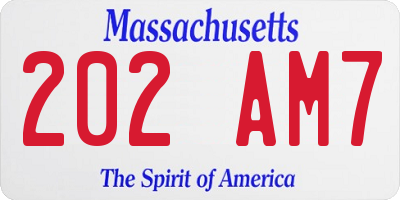 MA license plate 202AM7
