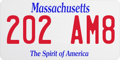 MA license plate 202AM8