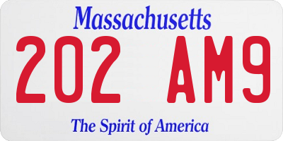MA license plate 202AM9