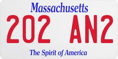MA license plate 202AN2