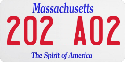 MA license plate 202AO2