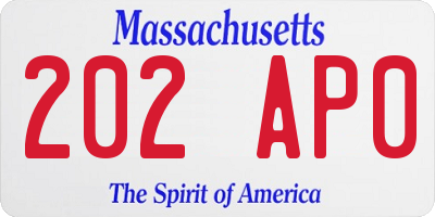 MA license plate 202AP0