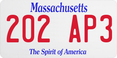 MA license plate 202AP3