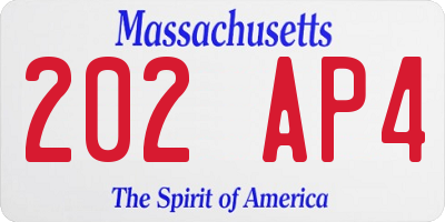 MA license plate 202AP4
