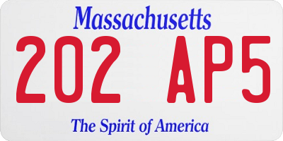 MA license plate 202AP5
