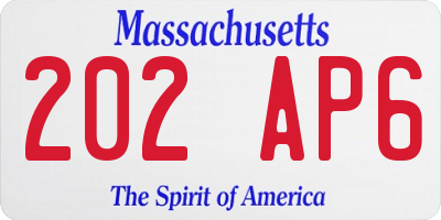 MA license plate 202AP6