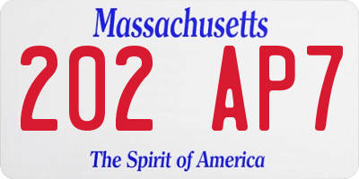 MA license plate 202AP7