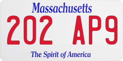 MA license plate 202AP9