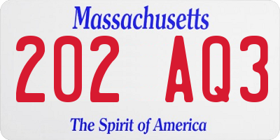 MA license plate 202AQ3