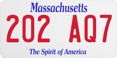 MA license plate 202AQ7