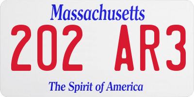MA license plate 202AR3