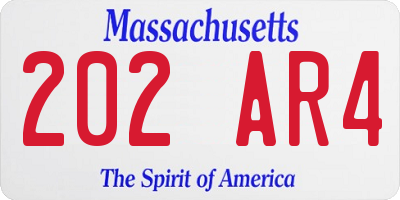 MA license plate 202AR4