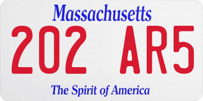 MA license plate 202AR5