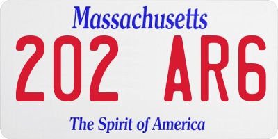 MA license plate 202AR6