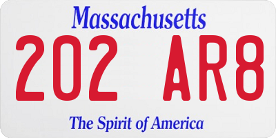MA license plate 202AR8