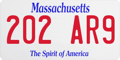 MA license plate 202AR9