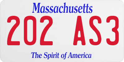 MA license plate 202AS3
