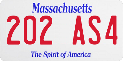 MA license plate 202AS4