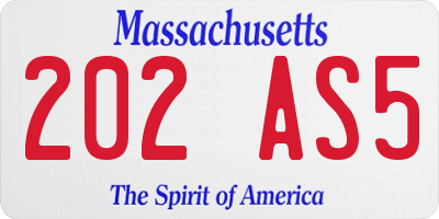 MA license plate 202AS5