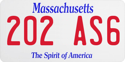 MA license plate 202AS6