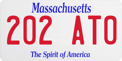 MA license plate 202AT0