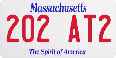 MA license plate 202AT2