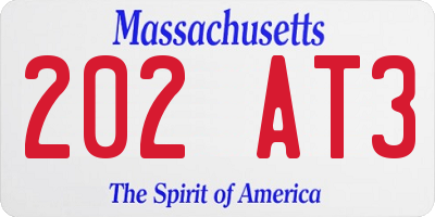 MA license plate 202AT3