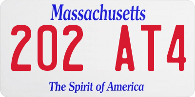 MA license plate 202AT4