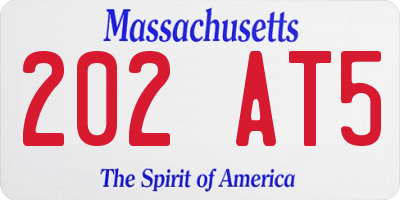 MA license plate 202AT5