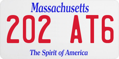 MA license plate 202AT6