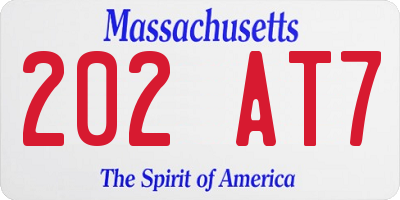 MA license plate 202AT7