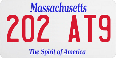 MA license plate 202AT9