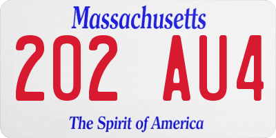 MA license plate 202AU4