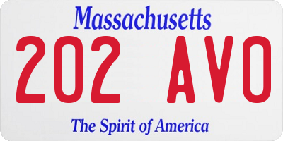 MA license plate 202AV0