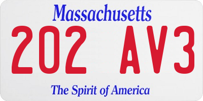 MA license plate 202AV3