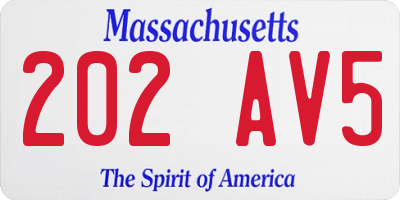 MA license plate 202AV5
