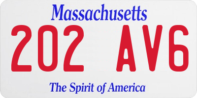 MA license plate 202AV6