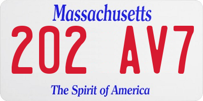 MA license plate 202AV7
