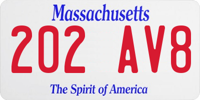 MA license plate 202AV8