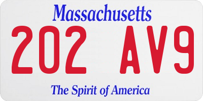 MA license plate 202AV9