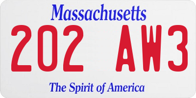 MA license plate 202AW3