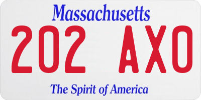MA license plate 202AX0