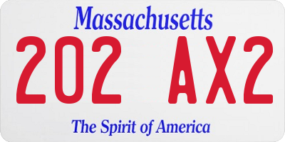 MA license plate 202AX2