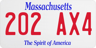 MA license plate 202AX4