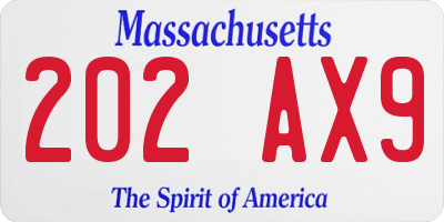 MA license plate 202AX9
