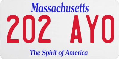 MA license plate 202AY0