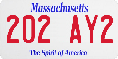 MA license plate 202AY2